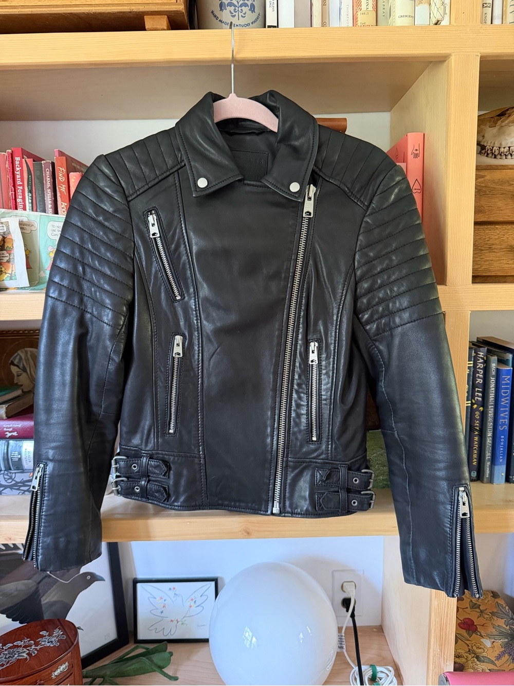 2015 AllSaints papin leather jacket in 100% lamb leather. Size 4